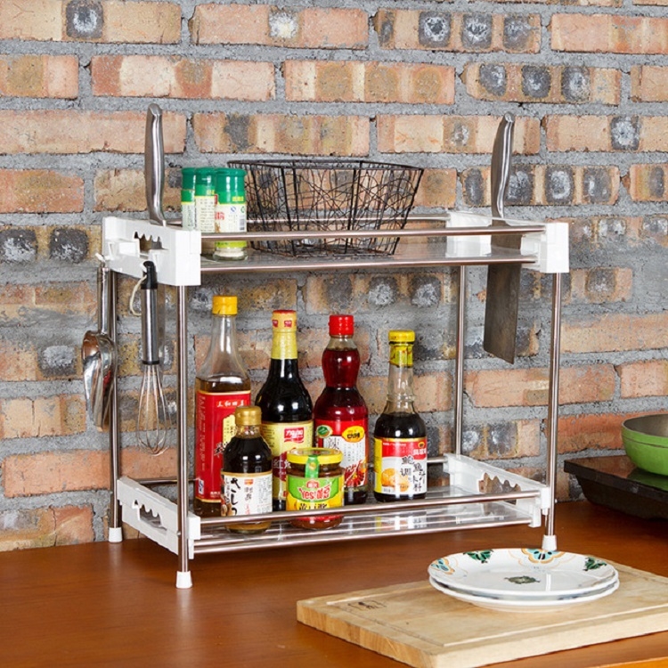 

Stainless Steel Trolley Storage Rack Multi-function Kitchen Toilet Storage Finishing Rack, Number of Layers:Two Layers