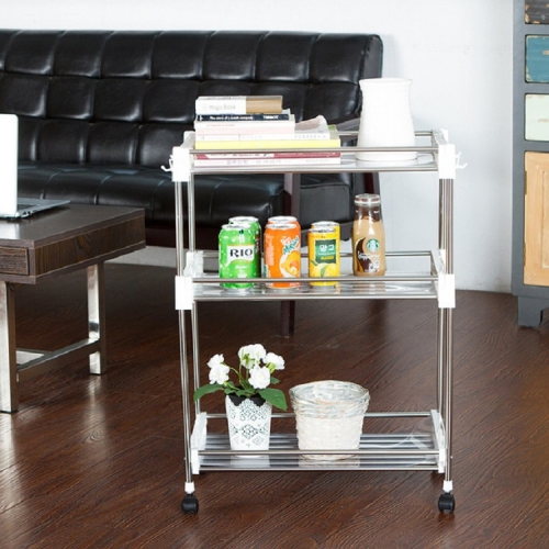 

Stainless Steel Trolley Storage Rack Multi-function Kitchen Toilet Storage Finishing Rack, Number of Layers:Three Layers