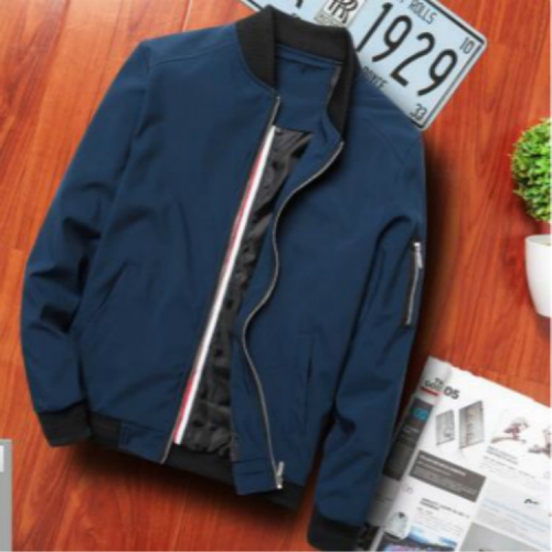 

Men Zipper Jacket Male Casual Streetwear Hip Hop Slim Fit Pilot Coat Men Clothing, Size: XL(Dark Blue)