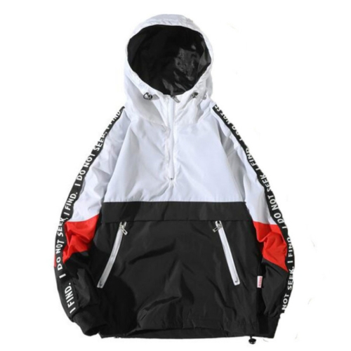 

Autumn Winter Loose Hooded Assault Coat Men Large Size Jacket zipper Hooded Outwear Coat S(White)