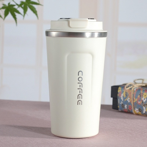 

Double Stainless steel 304 Coffee Mug Car Thermos Mug Travel Thermo Cup 380ml(White)