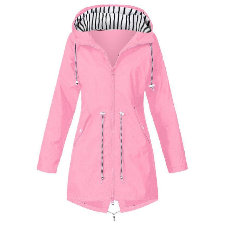 

Women Waterproof Rain Jacket Hooded Raincoat, Size:XXXXL(Rose Red)