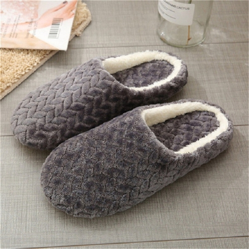 

Jacquard Soft Bottom Mute Indoor Non Slip Slippers, Size:38/39(Dark Grey)