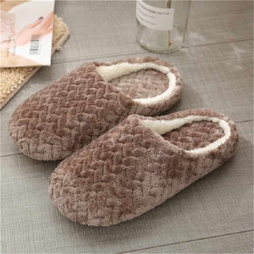 

Jacquard Soft Bottom Mute Indoor Non Slip Slippers, Size:40/41(Dark Coffee)