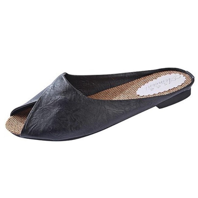 

Open Toe Slippers Flat Comfortable Sandals, Shoe Size:37(Black)
