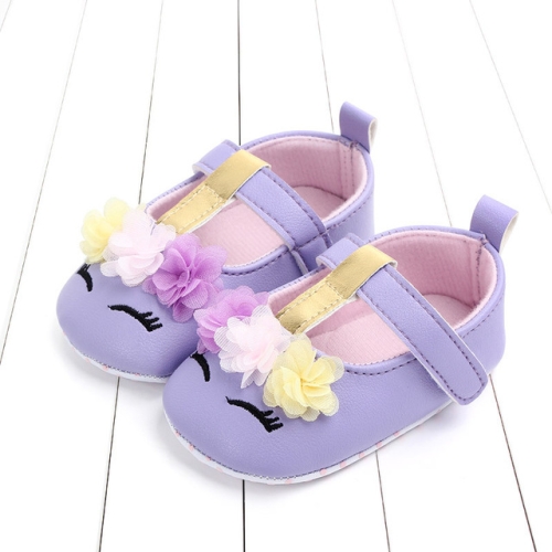 

Baby Girls PU Leather Shoes Soft Sole Crib First walkers Shoes, Size:11cm(Purple )