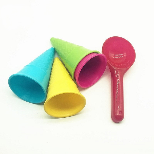 

10 PCS 5 in 1 Children Beach Toy Ice Cream Mold Spoon Set