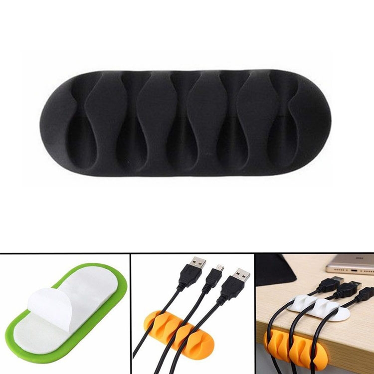 

10 PCS Pasteable Five-hole TPR Wire Storage Organizer Data Cable Holder(Black)