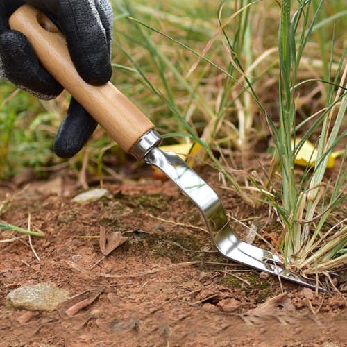 

Thick Stainless Steel Weeder Wooden Handle Root Picking Tool