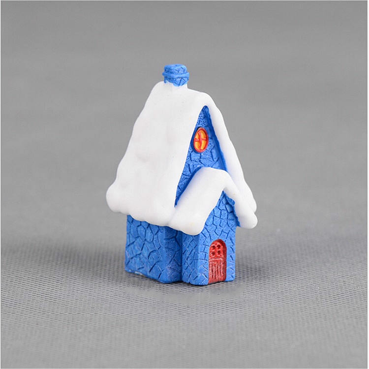 

2 PCS Snow Scene House Christmas Snowman Decoration Resin Craft Gift Home Decoration(Blue)