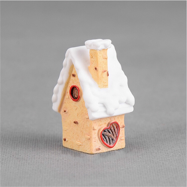 

2 PCS Snow Scene House Christmas Snowman Decoration Resin Craft Gift Home Decoration(Beige)