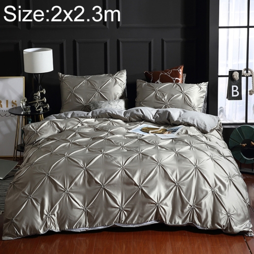 

Washed Silk Flower Quilt Cover Bed Linings, Size:2.0x2.3m Three Piece Set(Silver Grey)