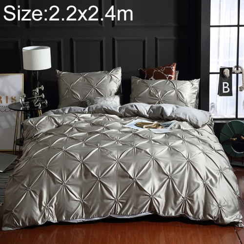 

Washed Silk Flower Quilt Cover Bed Linings, Size:2.2x2.4m Three Piece Set(Silver Grey)