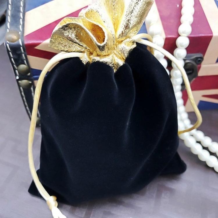 

10 PCS Velvet Bag Jewelry Storage Bag Christmas New Year Holiday Blessing Bag, Size:7x9cm(Black)