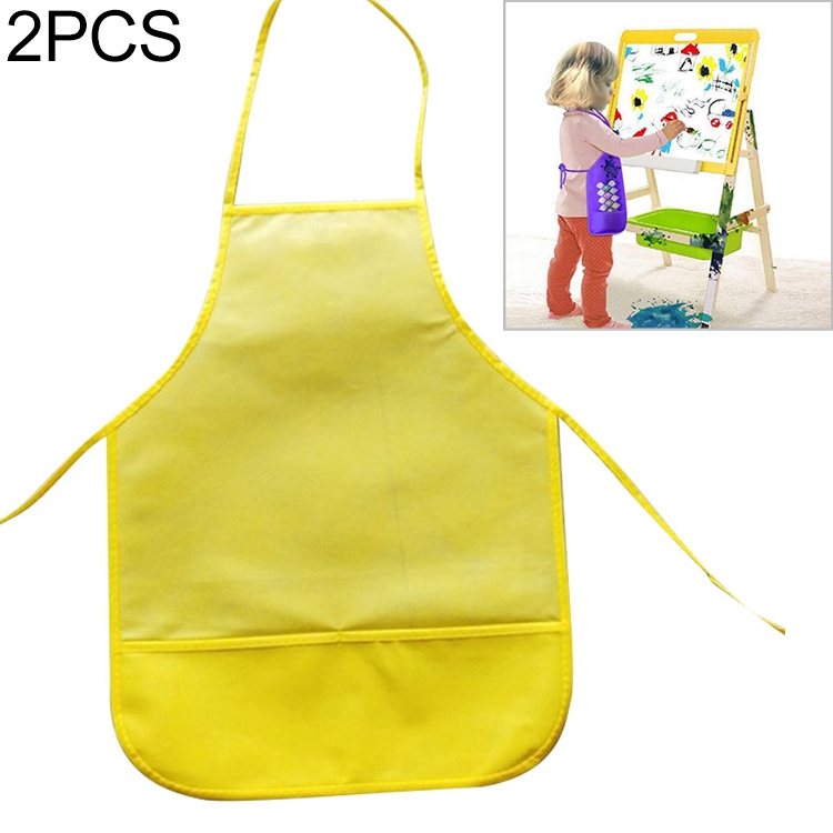 

2 PCS Non-woven Apron Home Painting Clothes for Children(Yellow)