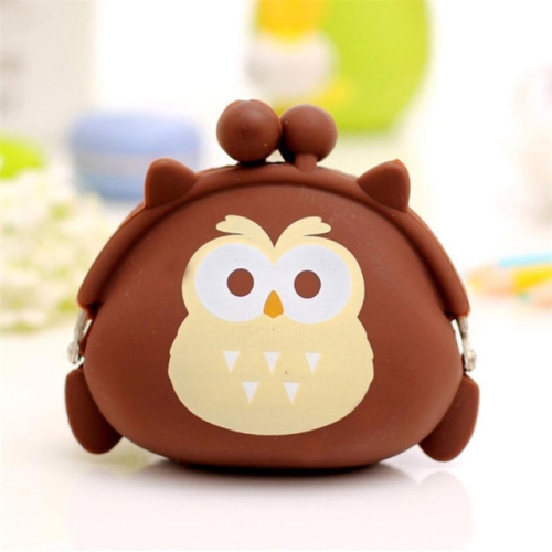 

Cute Mini Cartoon Silicone Coin Purse Buckle Coin Bag(Brown)