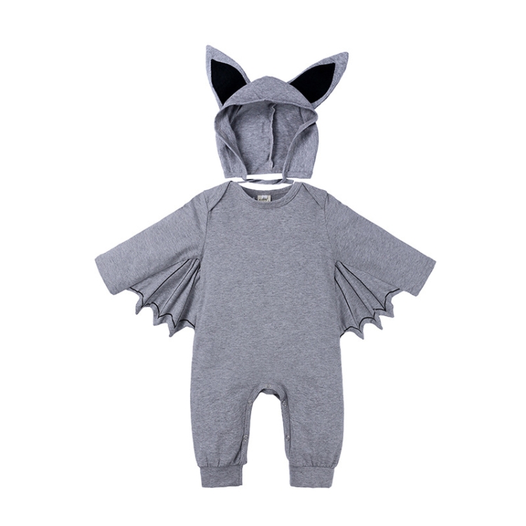 

Autumn Bat Long Sleeve Jumpsuit Baby Halloween Costume with Hat, Height:100cm, Color:Grey