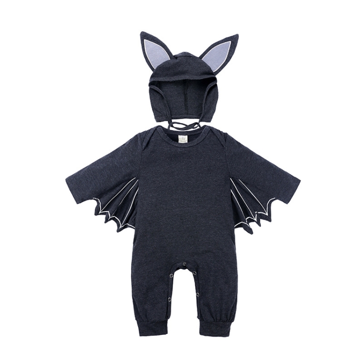 

Autumn Bat Long Sleeve Jumpsuit Baby Halloween Costume with Hat, Height:100cm, Color:Dark Grey