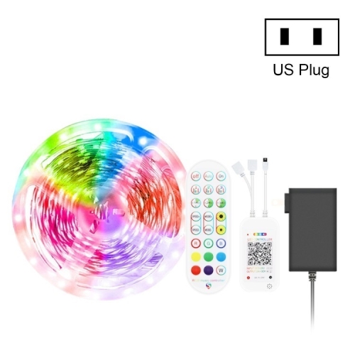 

5M 300 LEDs Bluetooth Suit Smart Music Sound Control Light Strip Non-waterproof 5050 RGB Colorful Atmosphere LED Light Strip With 24-Keys Remote Control(US Plug)