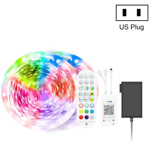 

10M 300 LEDs Bluetooth Suit Smart Music Sound Control Light Strip Non-waterproof 5050 RGB Colorful Atmosphere LED Light Strip With 24-Keys Remote Control(US Plug)