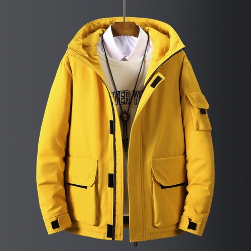 

Men Winter Thick Snow Parka Overcoat White Duck Down Jacket, Size:M(Yellow)