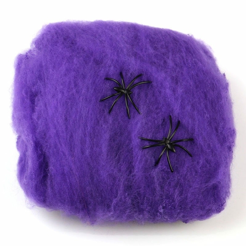 

2 PCS Halloween Bar Haunted House Scary Party Spider Web Props Decoration(Purple )