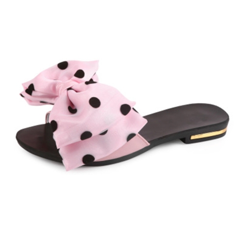 

Summer Ladies Wild Word Slippers Bow Non-slip Beach Shoes, Size:37(Pink)