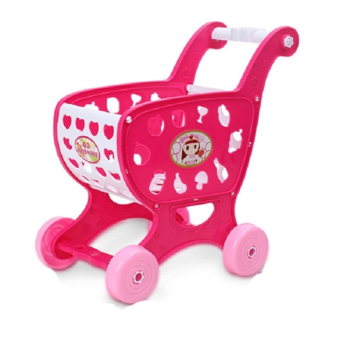 

Children's Shopping Cart Play House Toy with Fruit and Vegetables 19 Piece Set Puzzle Mini Trolley Toy, Color:Pink (Empty Car)