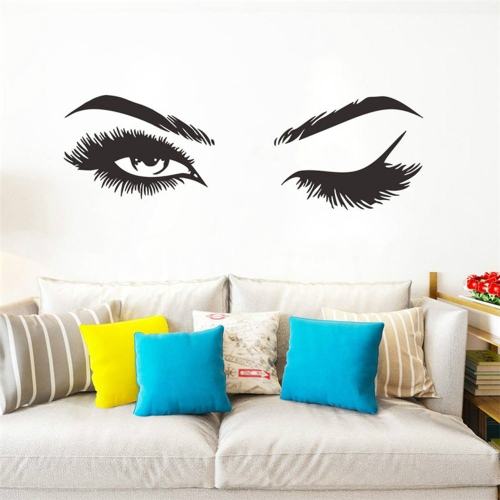 

2 PCS/Set Makeup Shop Beauty Studio Decoration Personality Eyebrow Wall Sticker, Size:125x40cm(Black)