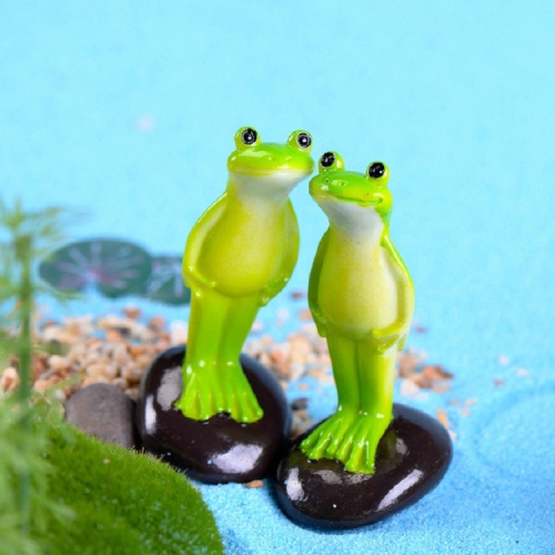 

2 PCS Moss Micro Landscape Ornaments Fleshy Ornaments Standing Frog Small Ornaments