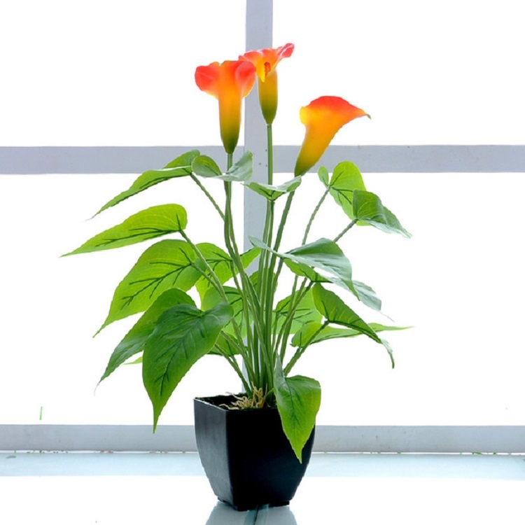 

Artificial Flower Calla Plant Potted Home Decoration Green Plant(Orange)