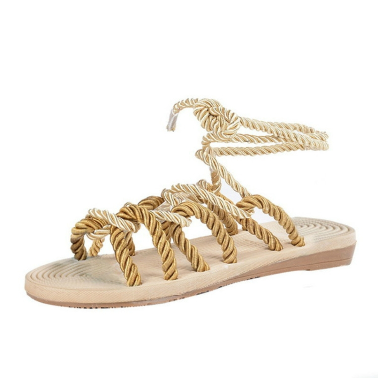

Women Sandals Stagger Hemp Rope Shoes, Size:43(Brown)