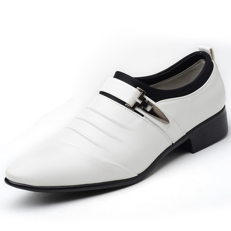 

Men Set Business Dress Shoes PU Leather Pointed Toe Oxfords Shoes, Size:44(White)