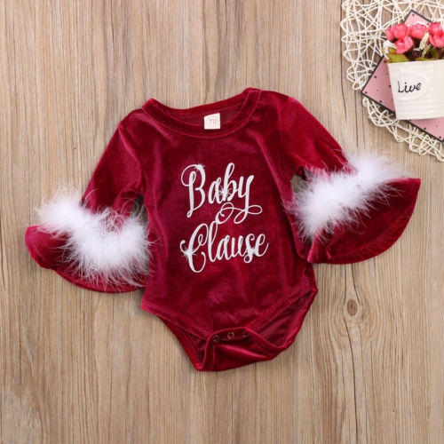 

Baby Christmas Style Letter Pattern Long Trumpet Sleeves Jumpsuit Romper, Kid Size: 90cm