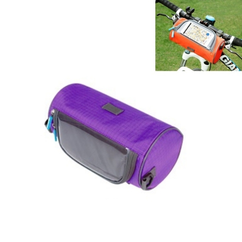 

Bicycle Round Charter Handle Bag With Touchscreen Window Waterproof Oxford Cloth Shock Absorption Outdoor Riding Bag(Purple)