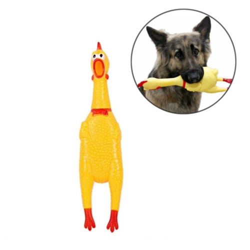 

5PCS Funny Pet Supplies Rubber Screaming Chicken Cat Dog Vocal Pet Toy, Size:16cm(Yellow)