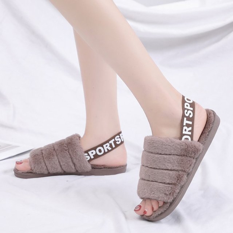 

Solid Color Flat Bottom Women Slippers, Size:38(Brown)