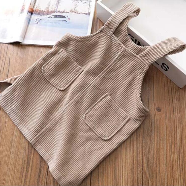 

Autumn and Winter Girls Simple Corduroy Loose Suspenders Skirt, Size:15 Yards(Khaki)
