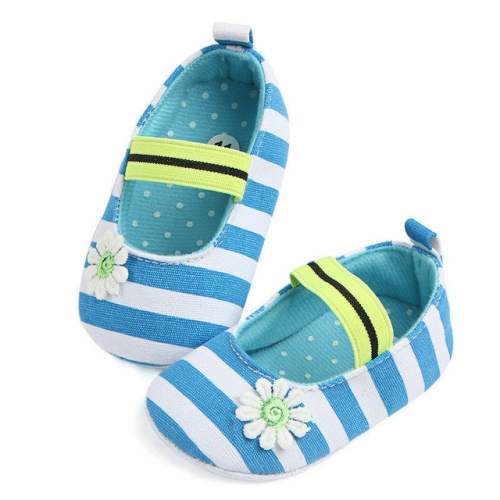 

Fashion Summer Cute First Walker Newborn Flower Striped Print Princess Shoes, Size:11cm(Blue)