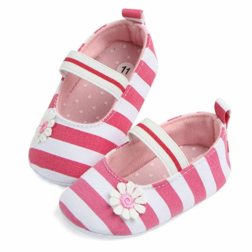 

Fashion Summer Cute First Walker Newborn Flower Striped Print Princess Shoes, Size:13cm(Pink)