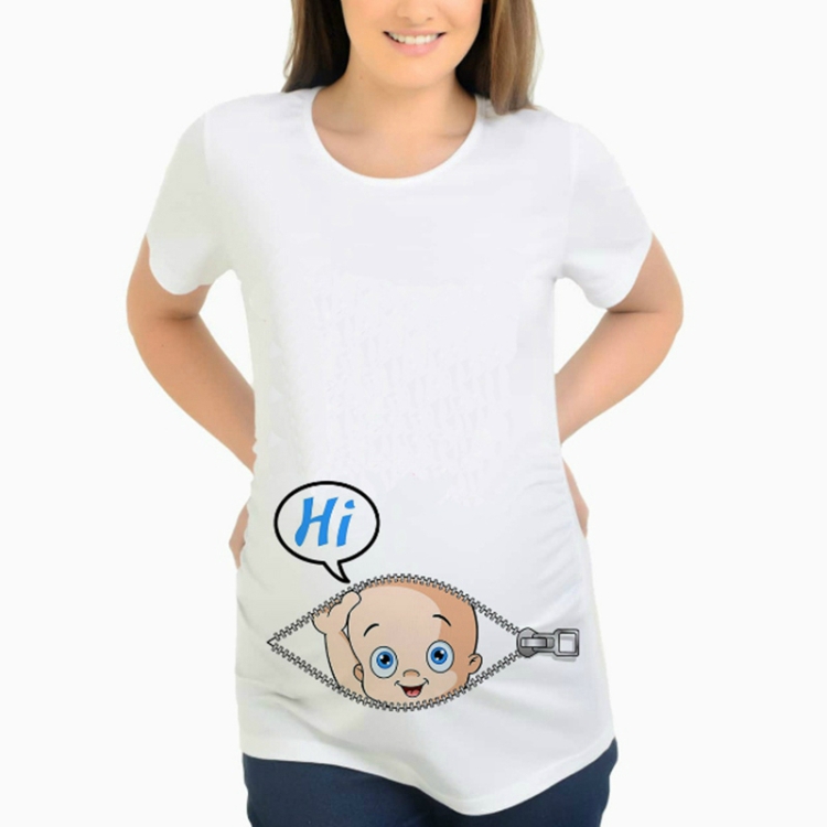 

Funny Baby Pattern Pregnant Women Short Sleeve T-Shirt, Size:XXL(White)