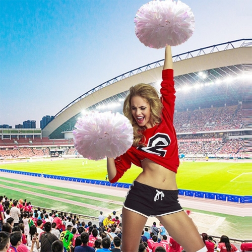 

White Ring 2 PCS Cheering Team Stage Props PE Flash Fluffy Flower Ball, Size:30cm