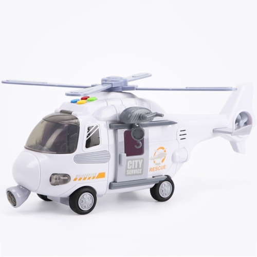 

Drop-resistant Large Aircraft Inertial Sound and Light Music Story Early Education Puzzle Helicopter Toy Model(White)