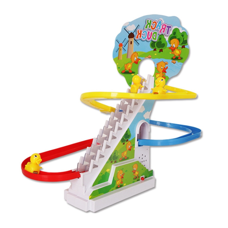 

Electric Toy Track Duckling Automatic Climbing Stairs with Music and Light Park Track