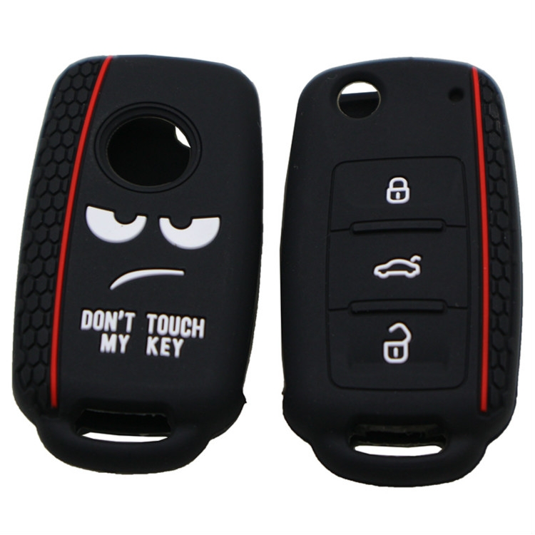 

Do not Touch My Key Style Silicone Car Key Cover for Volkswagen Jetta Polo Passat Skoda Tiguan Golf(Black)