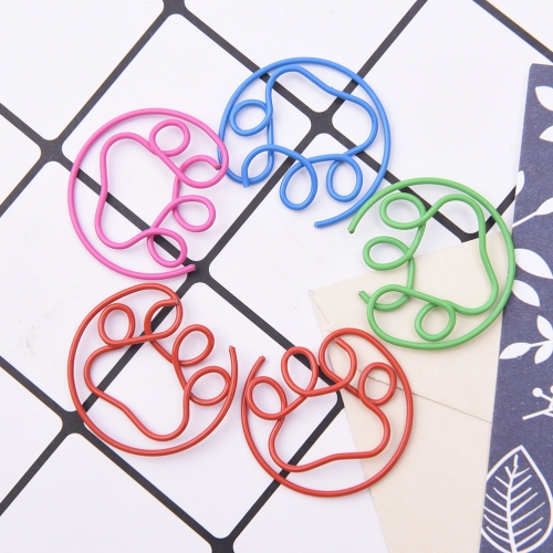 

4 Sets Cute Paw Shaped Metal Paper Clip Bookmark Office Accessory