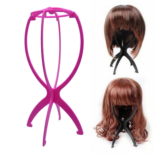 

Adjustable Plastic Wig Stand Portable Folding Mannequin Head Stand(Pink)