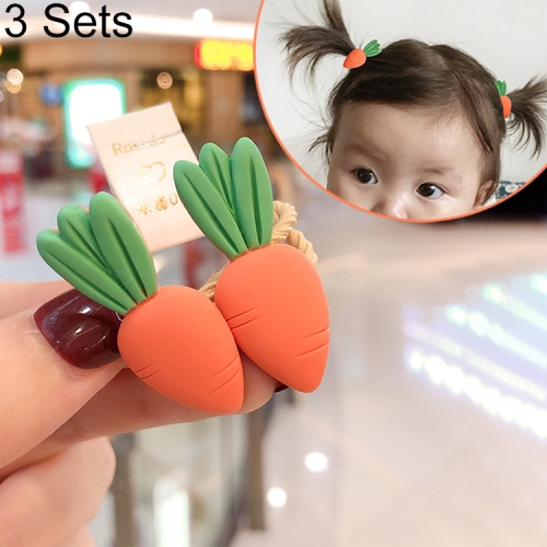 

3 Sets Cute Fruit Hair Bands Children Headwear Ponytail Hair Accessories(Carrot)