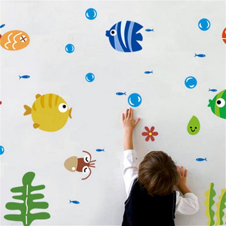 

Kindergarten Cartoon Marine Animal Decoration Waterproof Baby Room Bathroom Wall Sticker