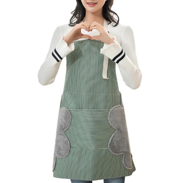 

Oilproof Waterproof Padded Apron Cooking Gown with Hand Rub Kitchen Utensils(Green)